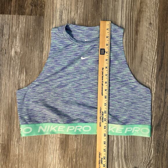 Nike Pro Tank Top Womens XL Purple and Mint Stretch Cropped Yoga Activewear Vest - Picture 3 of 8
